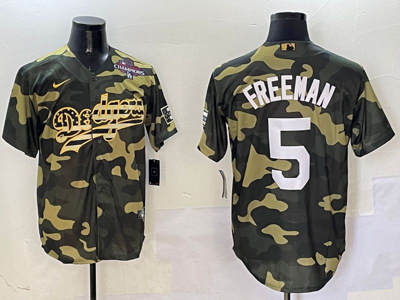 Men Los Angeles Dodgers 5 Freeman Camo Joint Name 2025 Nike MLB Jersey style 4